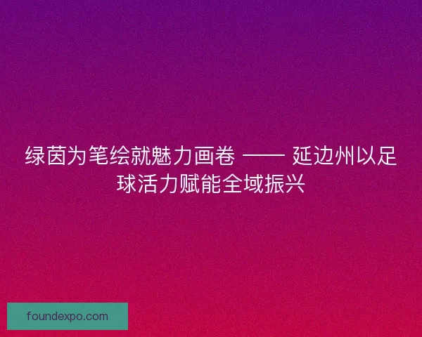 绿茵为笔绘就魅力画卷 —— 延边州以足球活力赋能全域振兴